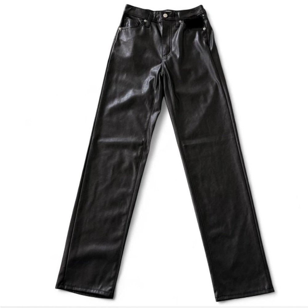 Universal Thread Black Faux Leather Straight Leg Pants